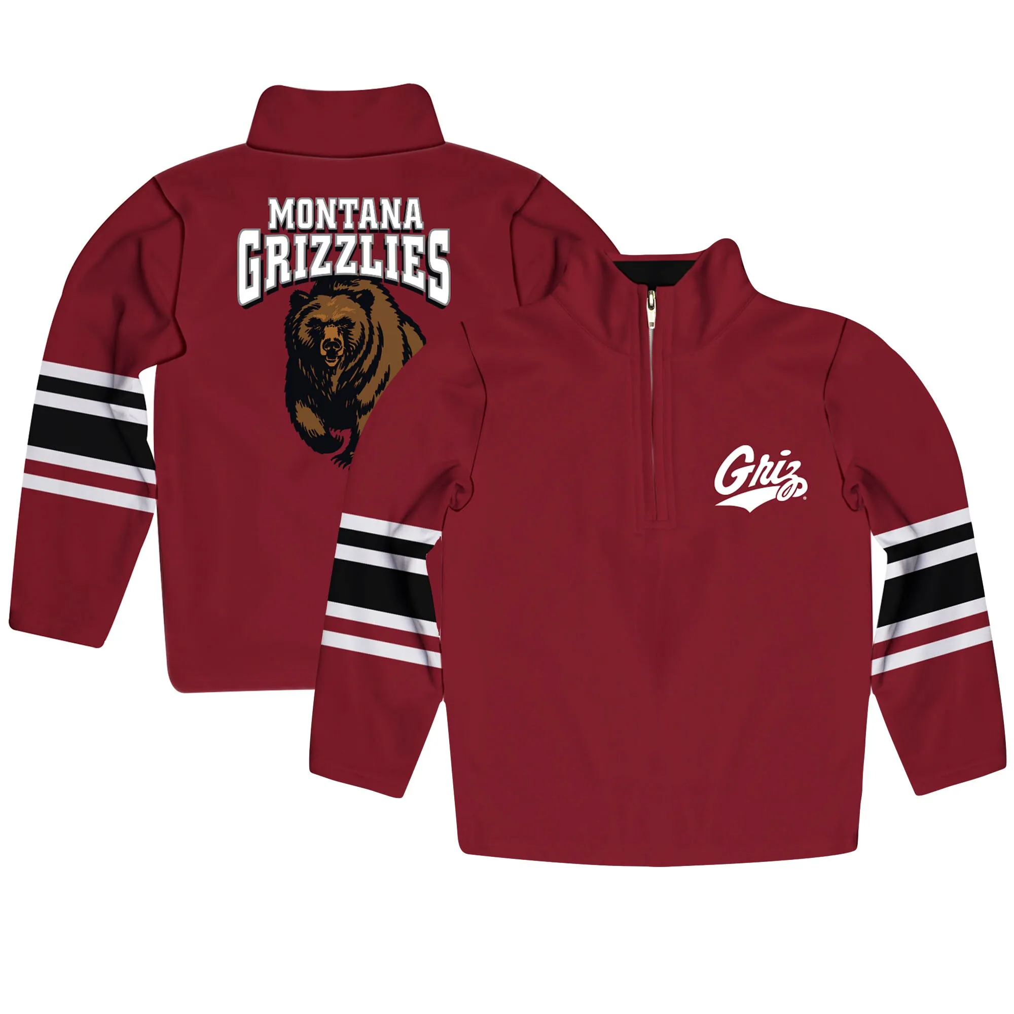 Montana Grizzlies Youth Maroon Team Logo Quarter-Zip Pullover Sweatshirt