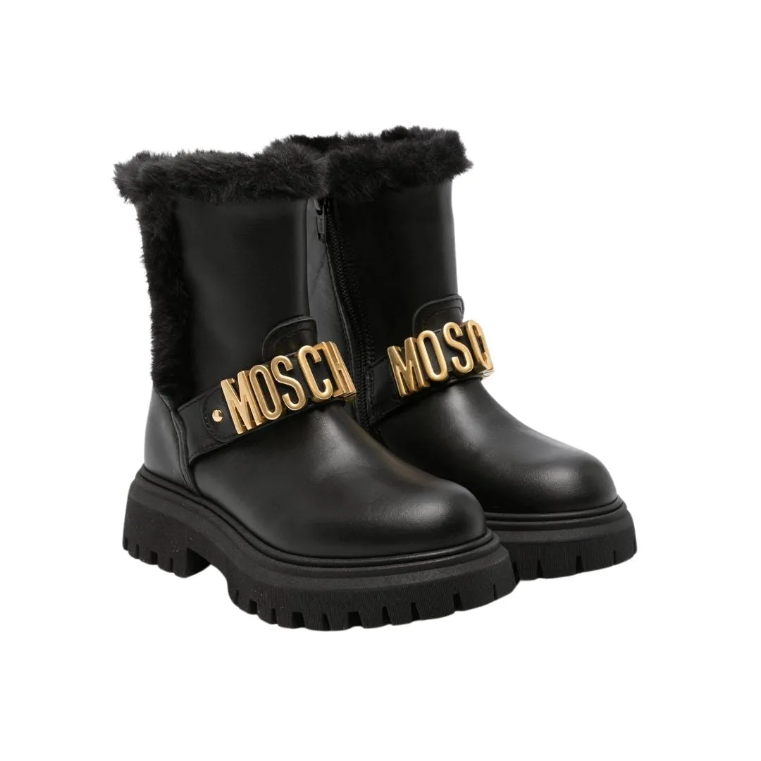 Moschino Boot Fluff Logo Black