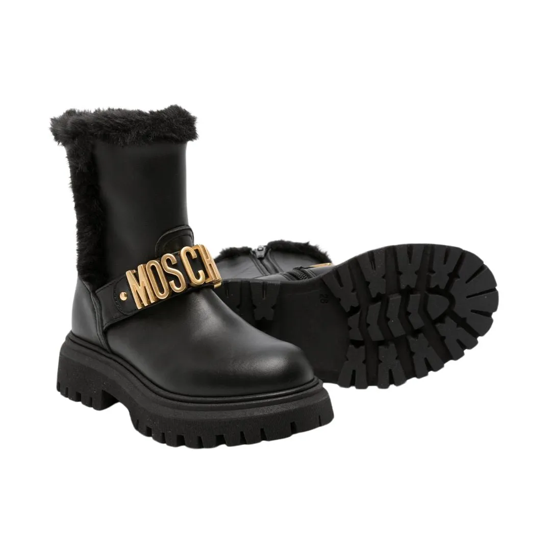 Moschino Boot Fluff Logo Black