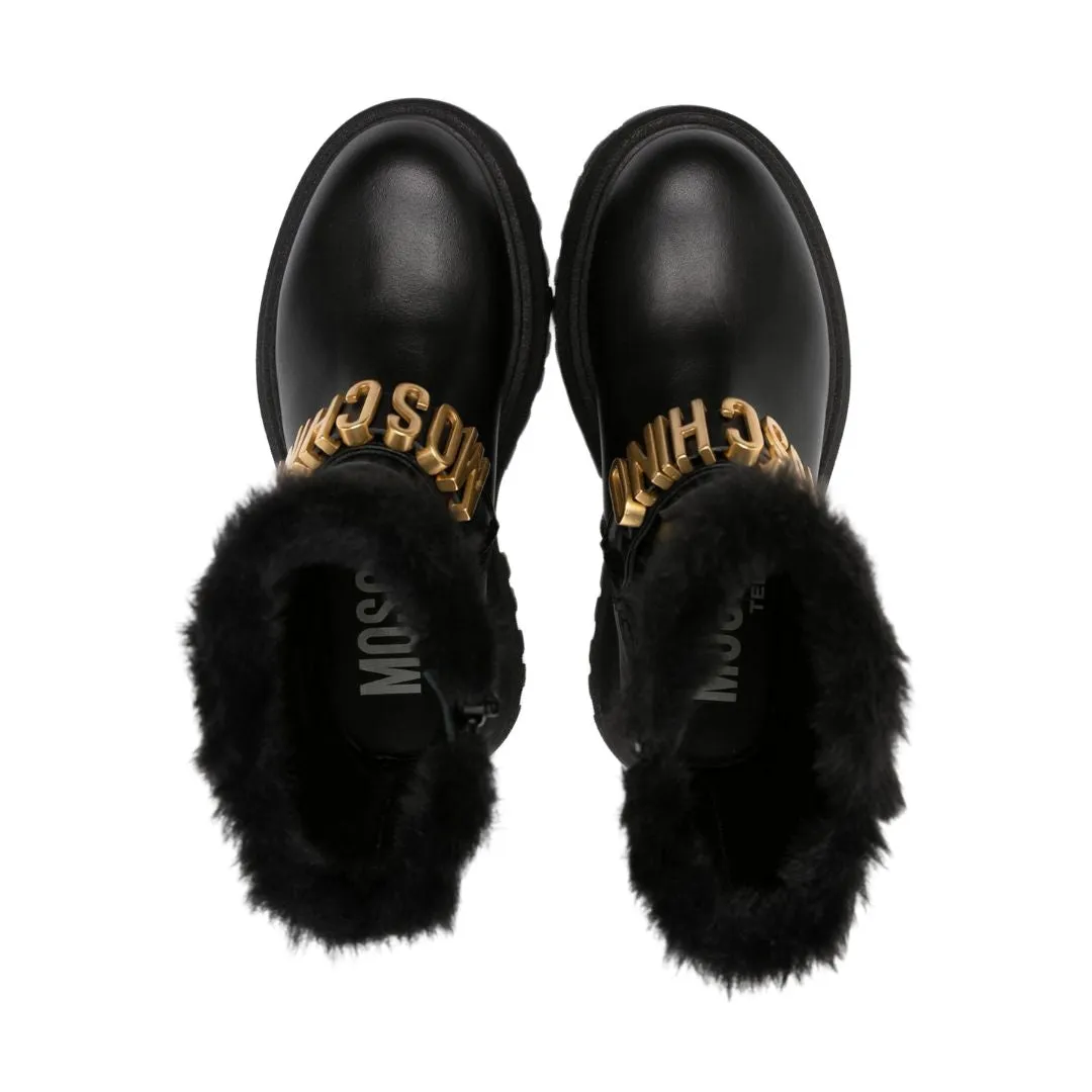 Moschino Boot Fluff Logo Black