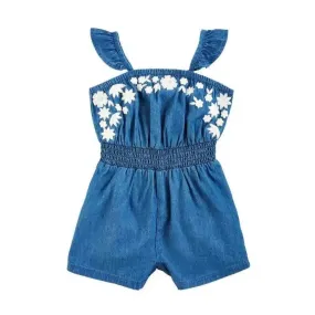 Mud Pie - Toddler Embroidered Denim Romper