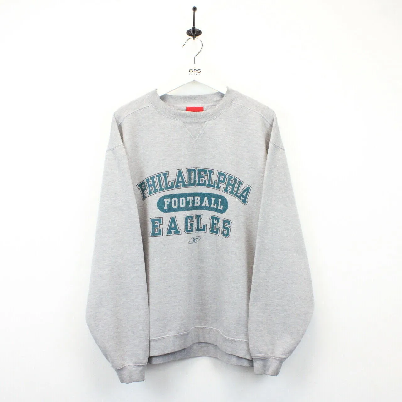 NFL REEBOK 90s Philadelphia EAGLES Sweatshirt Grey | Large