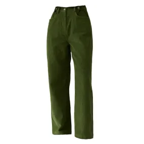 Olive Green Wide-Leg Cord Trousers