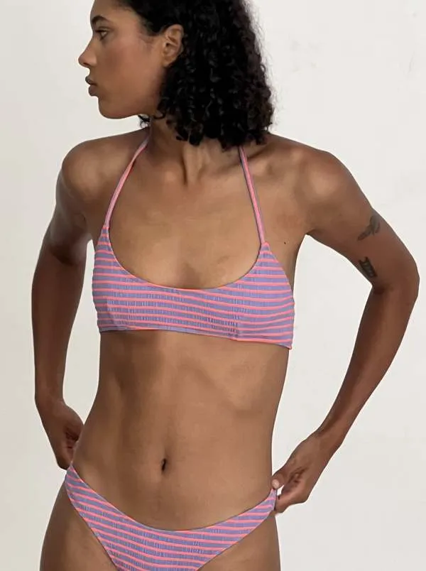 Olivia Seersucker Bikini Top - Orange/Lavender