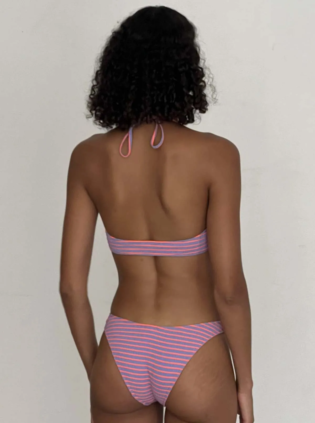 Olivia Seersucker Bikini Top - Orange/Lavender