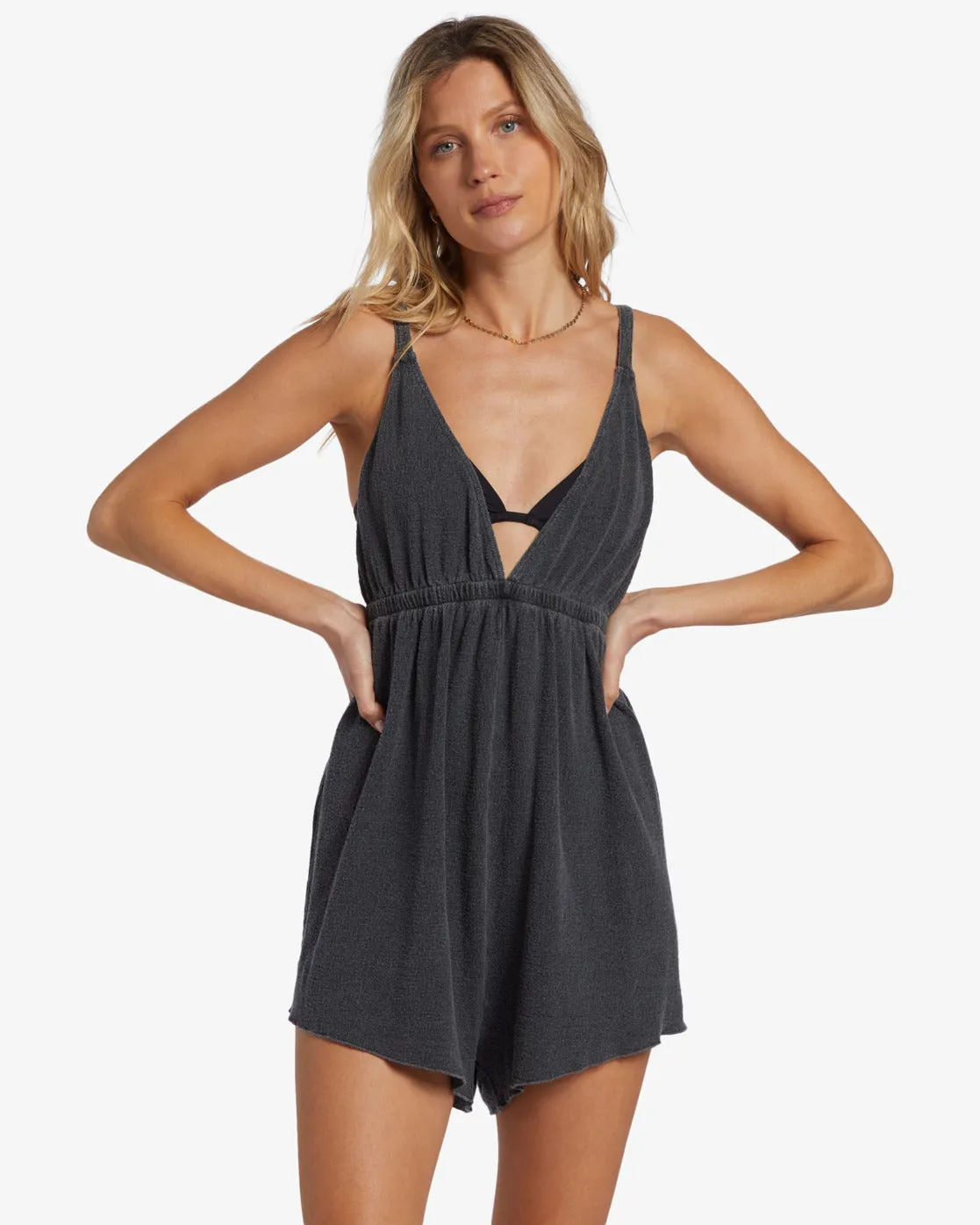 On Vacay Romper Cover Up - Black Pebble