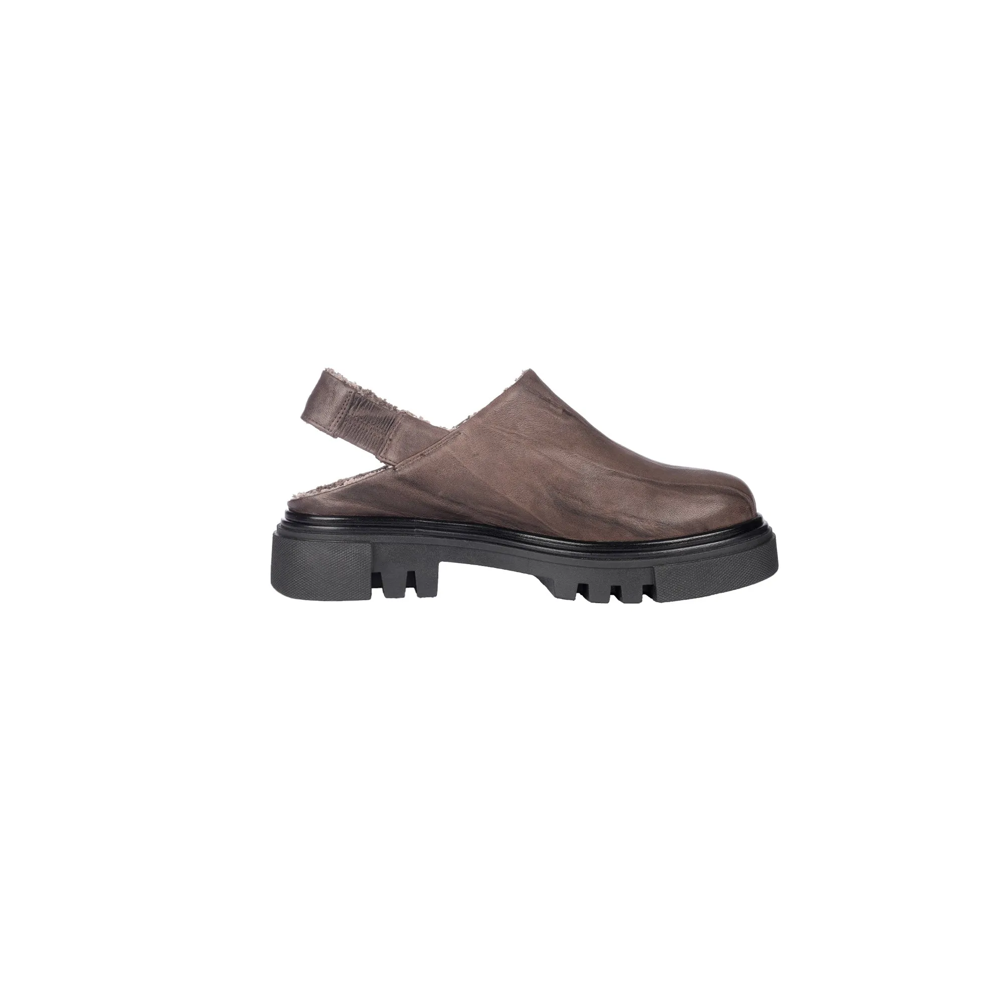 Open Back Slipper Plissettato Brown