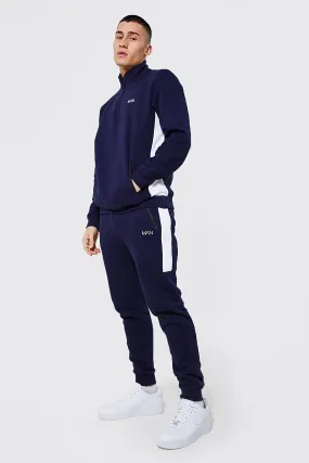 Original Man Half Zip Panel Tracksuit | boohooMAN UK