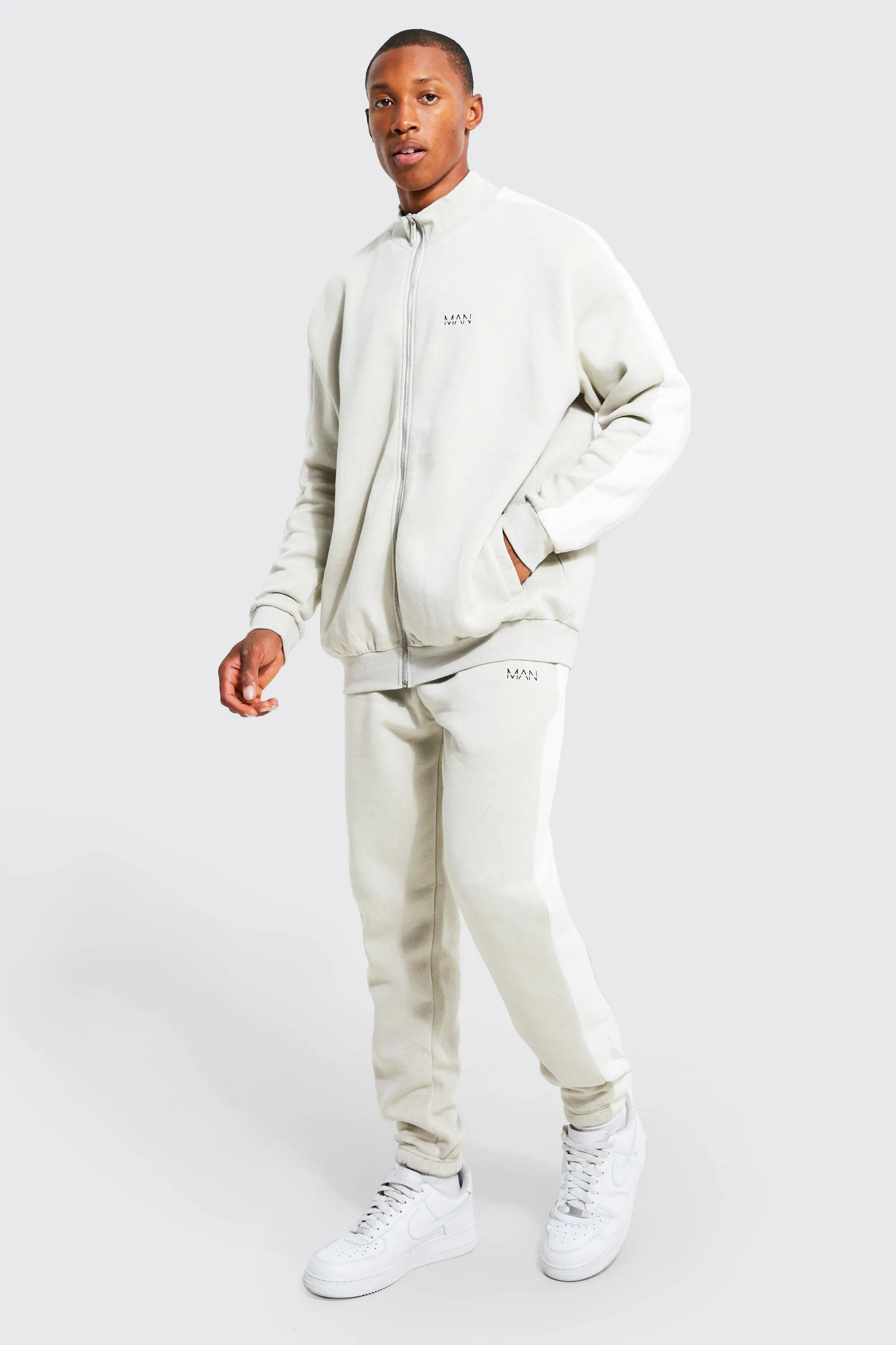 Oversized Man Panel Zip Through Tracksuit | boohooMAN UK