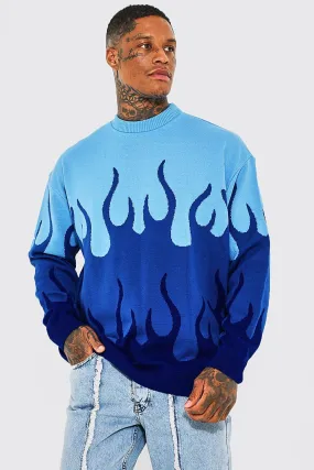 Oversized Ombre Flame Knitted Jumper