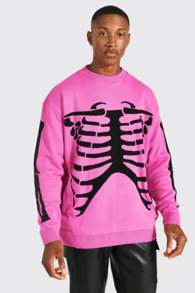 Oversized Skeleton Knitted Jumper | boohooMAN UK