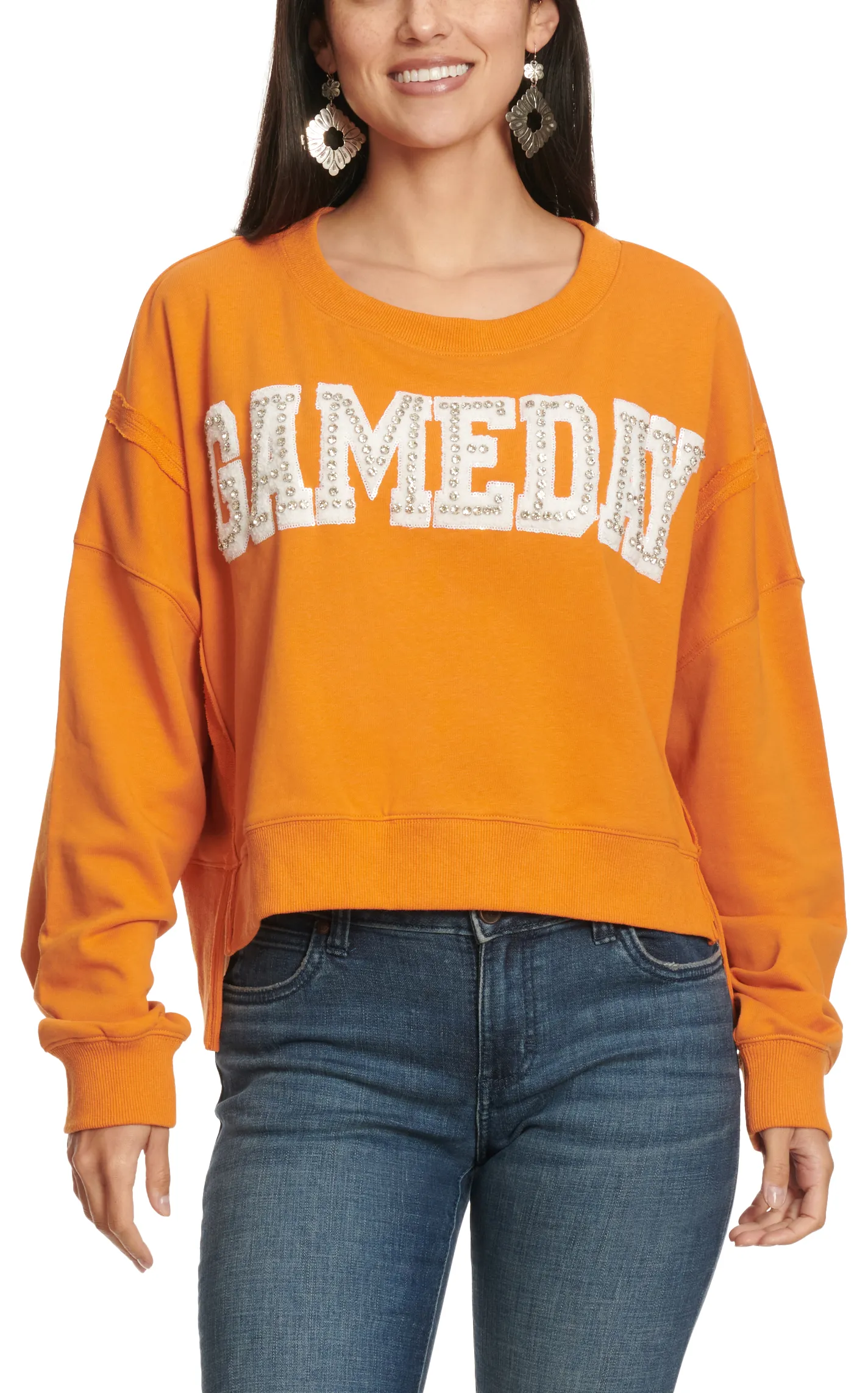 Peach Love Women's Burnt Orange GameDay Sparkling Pullover