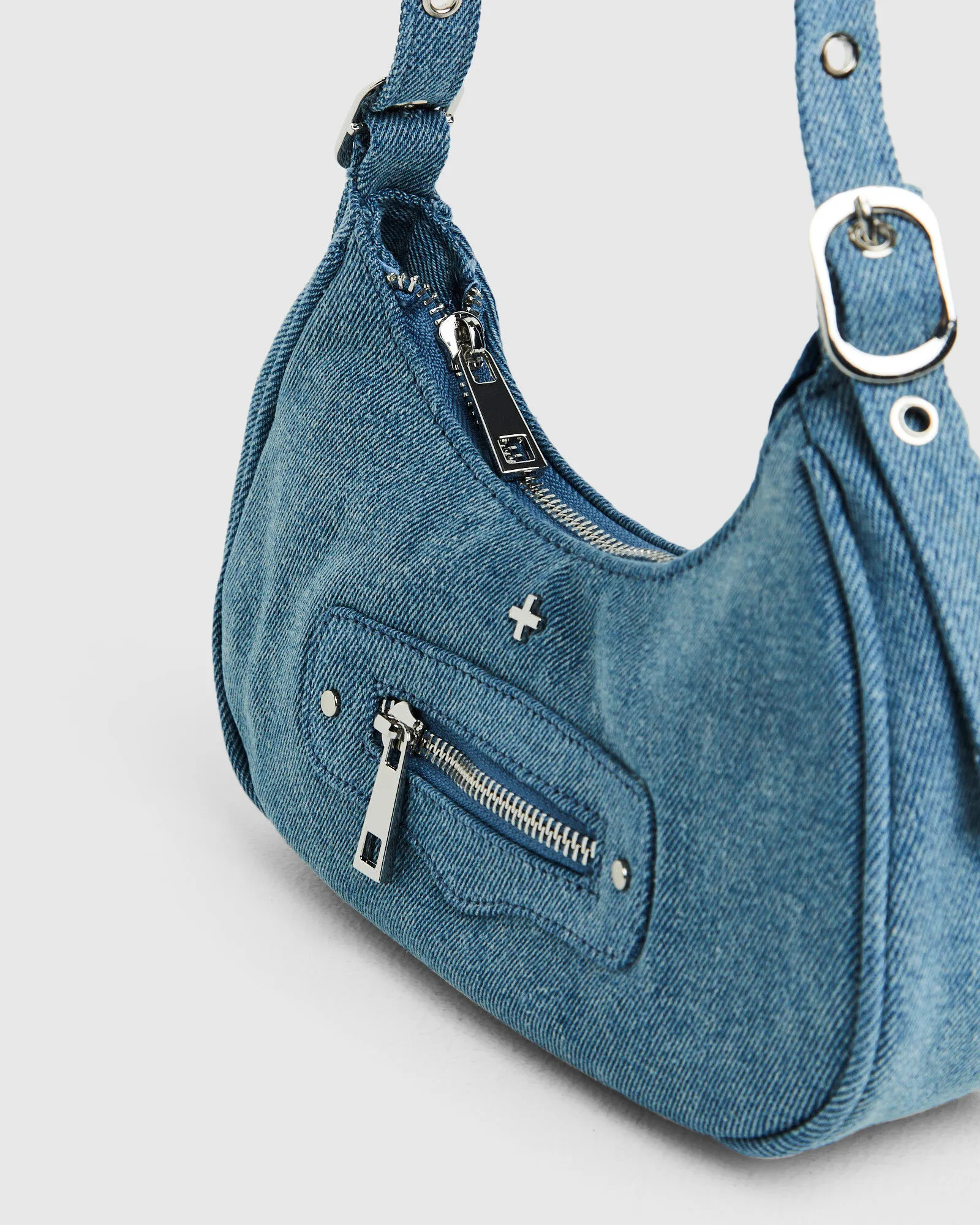 Peta + Jain Moto Shoulder Bag in Denim Blue