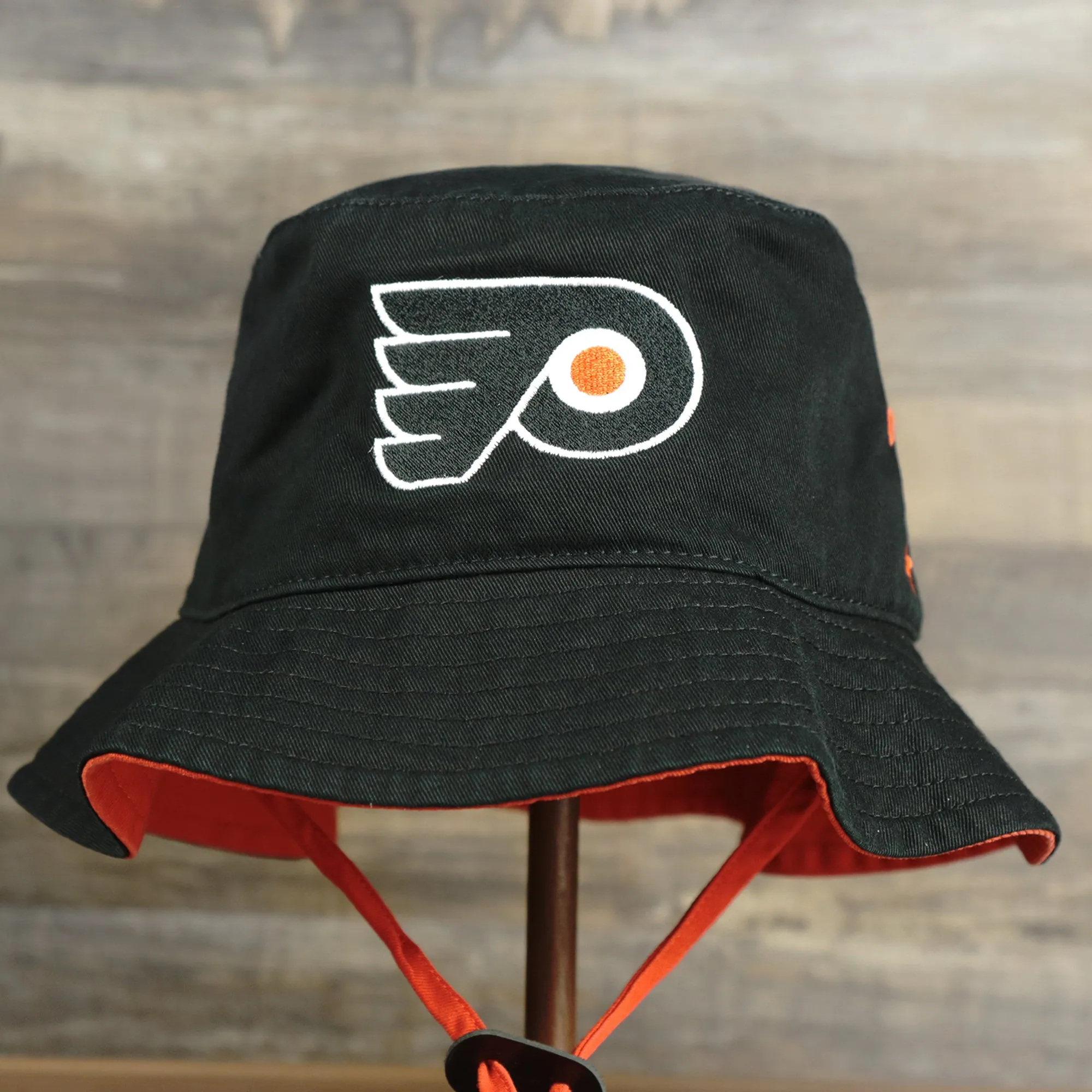 Philadelphia Flyers Logo Orange Undervisor Bucket Hat | Black Bucket Hat