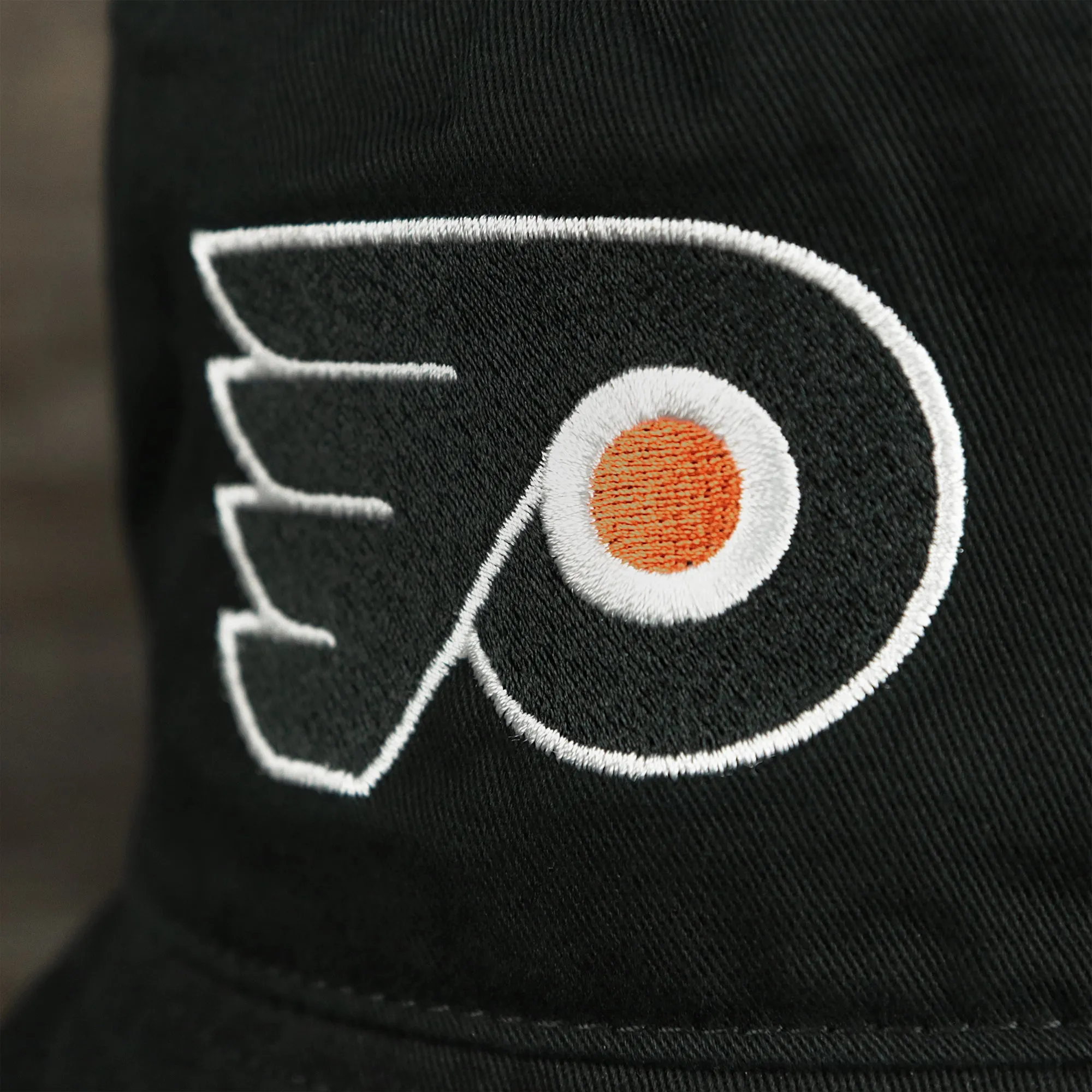 Philadelphia Flyers Logo Orange Undervisor Bucket Hat | Black Bucket Hat