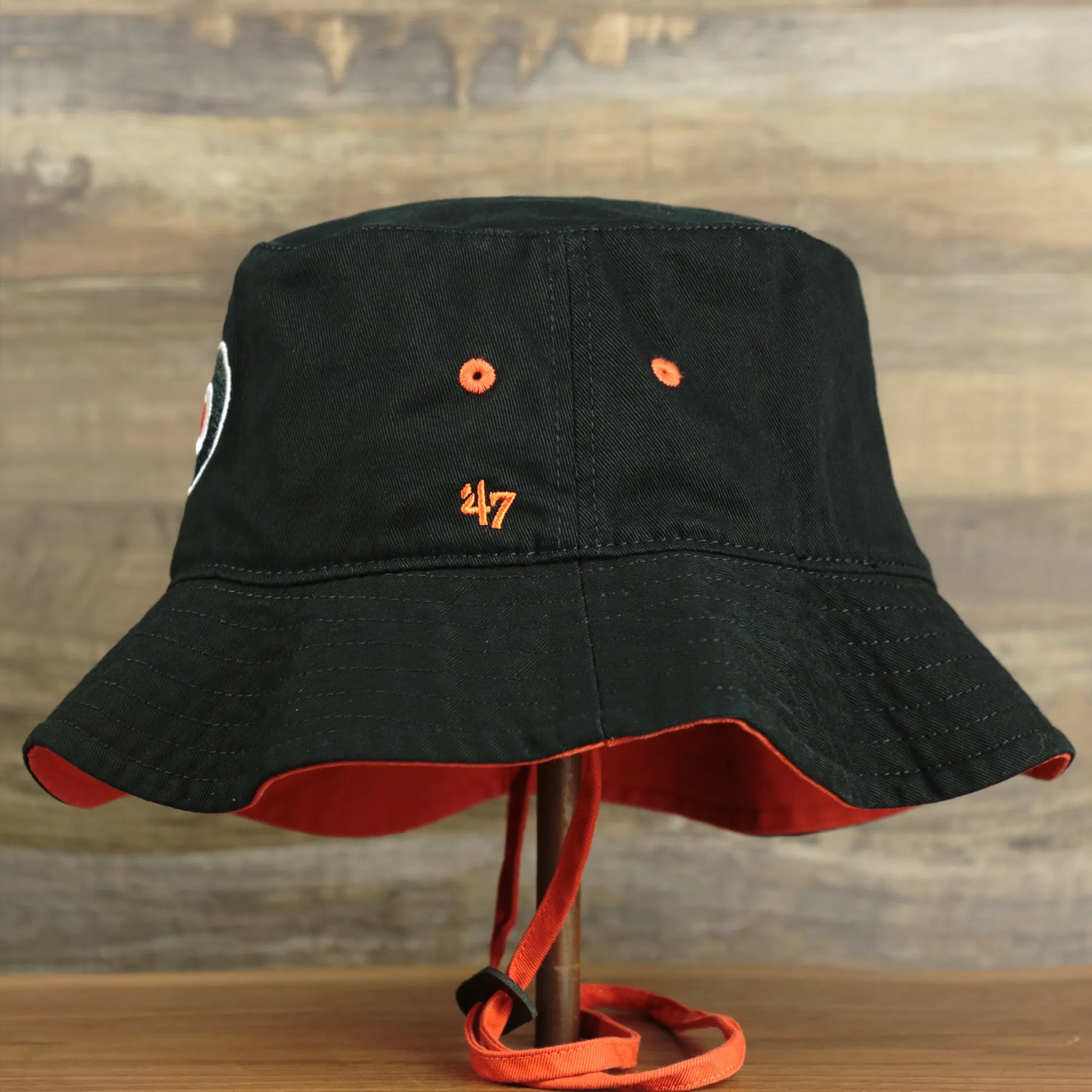 Philadelphia Flyers Logo Orange Undervisor Bucket Hat | Black Bucket Hat