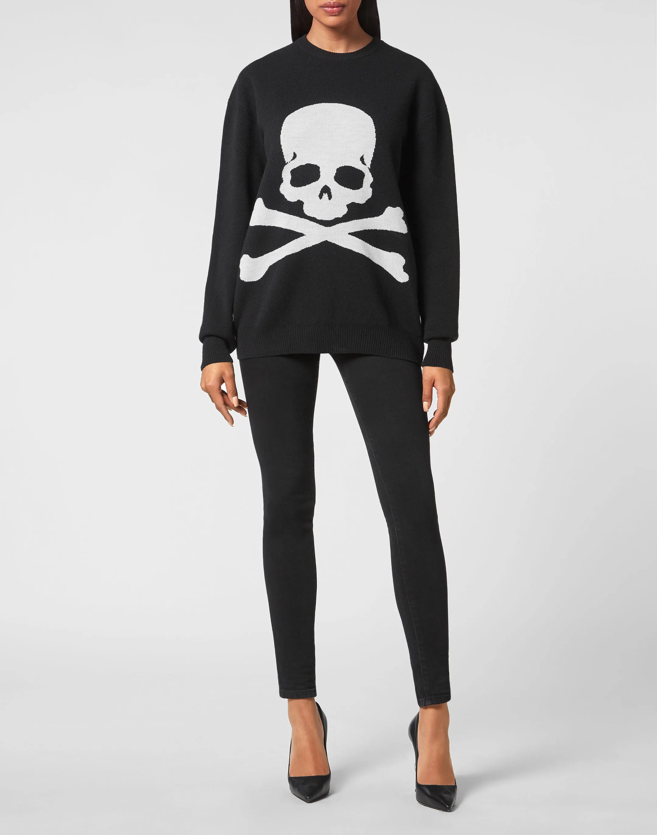 PHILIPP PLEIN Round Neck Pullover LS Skull&Bones