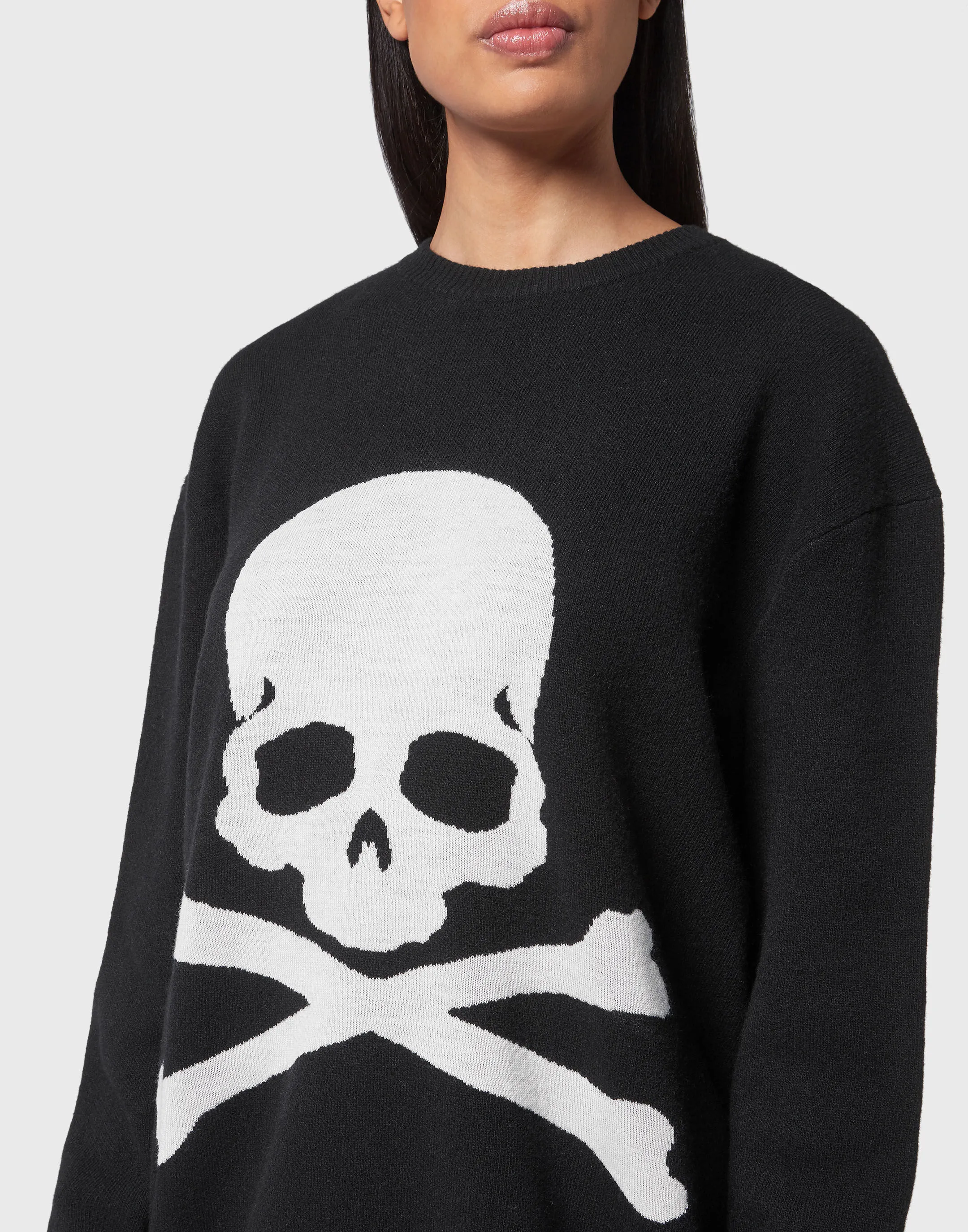 PHILIPP PLEIN Round Neck Pullover LS Skull&Bones