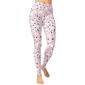 Pink Terrazzo Marble Yoga Leggings