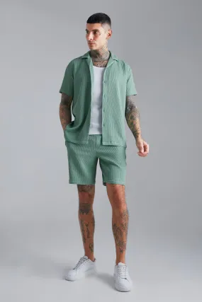 Pleated Short Sleeve Oversized Shirt And Short Set | boohooMAN UK