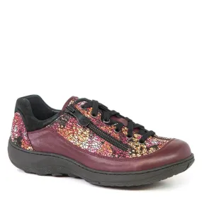 Portofino Womens Pattern Leather Sneakers DY-46735 - Isere(Burgundy)