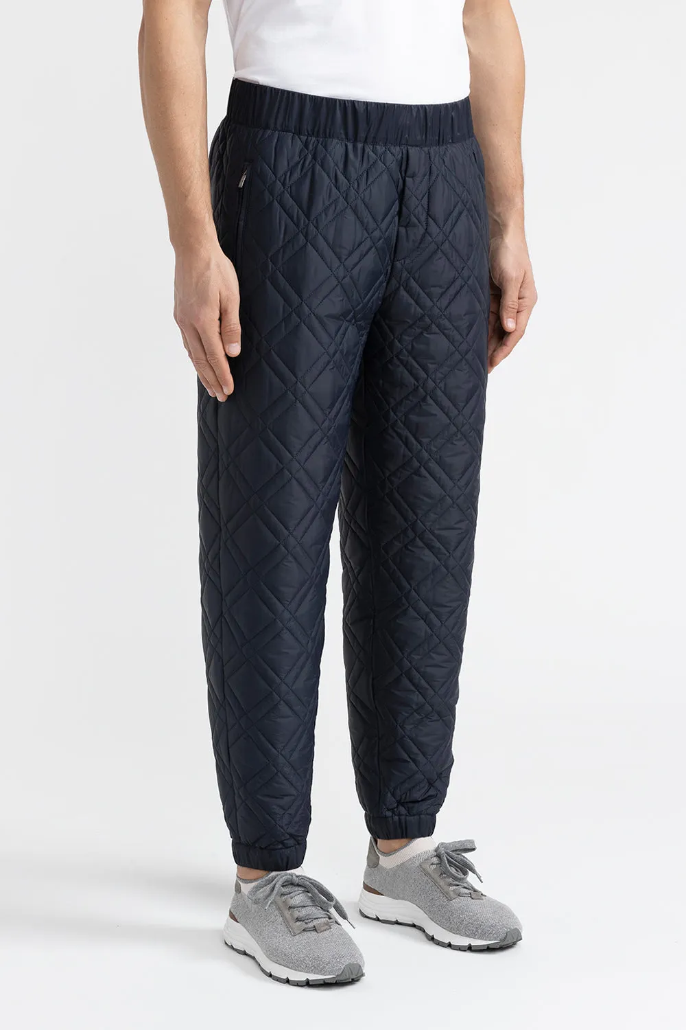 Quilted nylon and  viscose jersey trousers