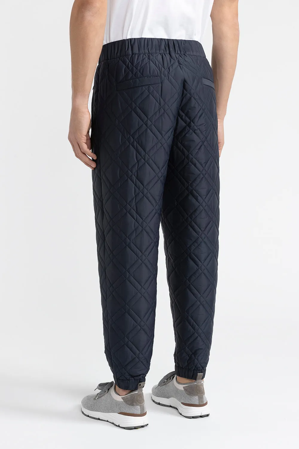 Quilted nylon and  viscose jersey trousers