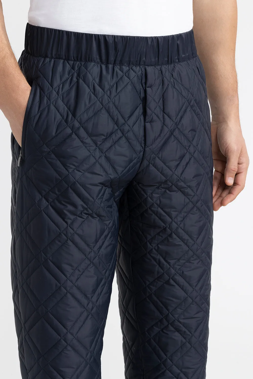 Quilted nylon and  viscose jersey trousers