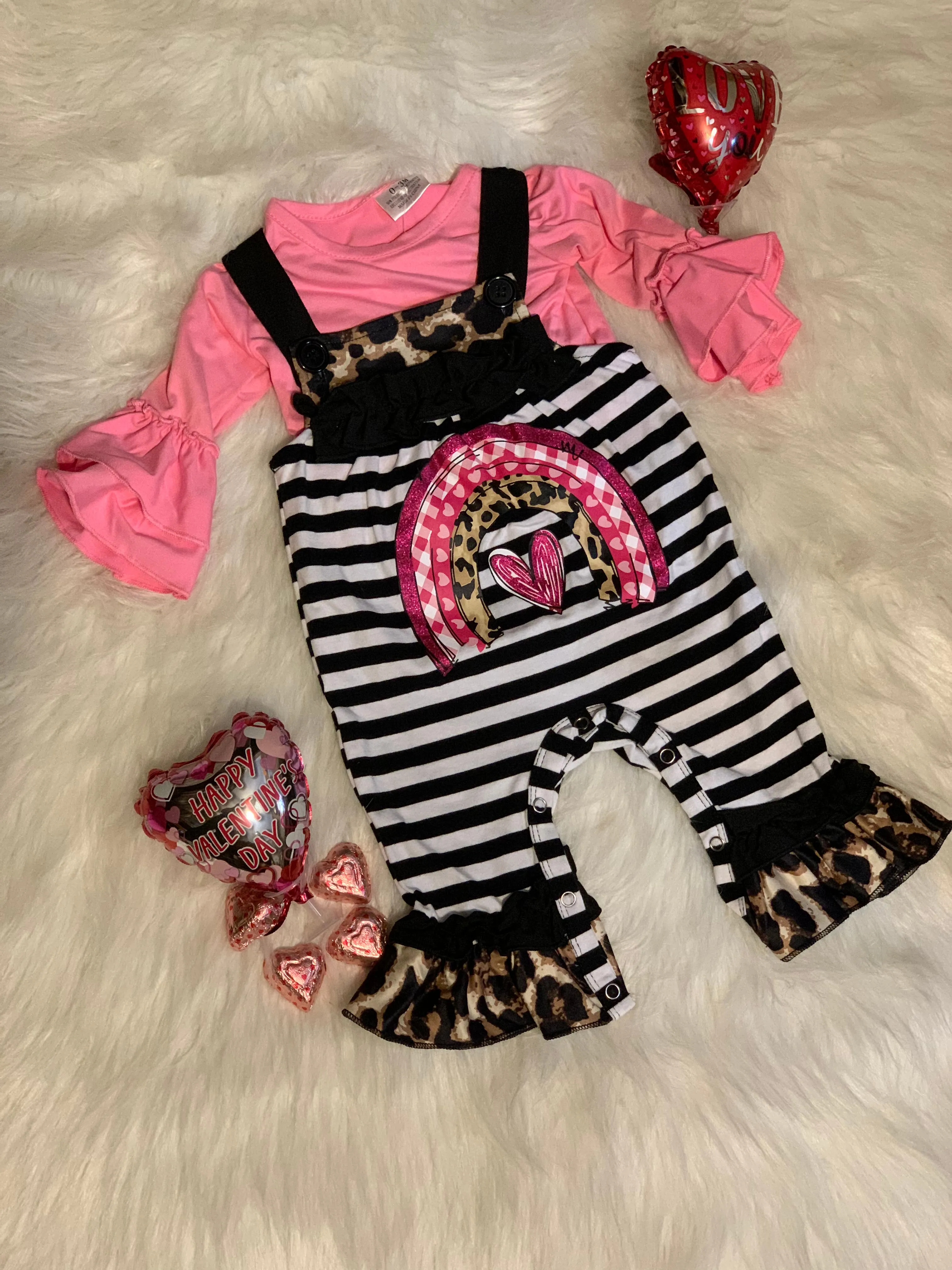 Rainbow Love Valentines Romper