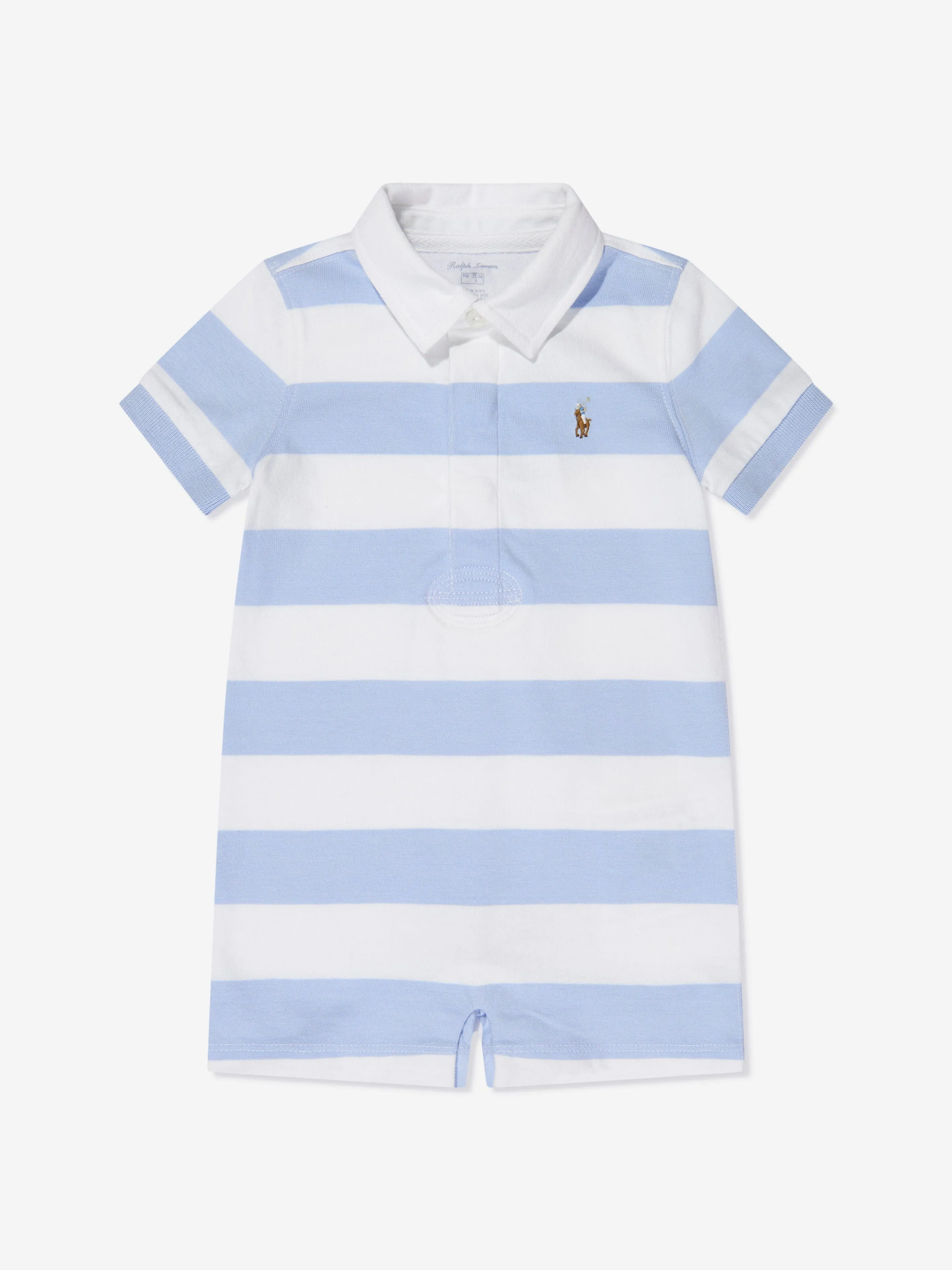 Ralph Lauren Baby Boys Striped Rugby Romper in Blue