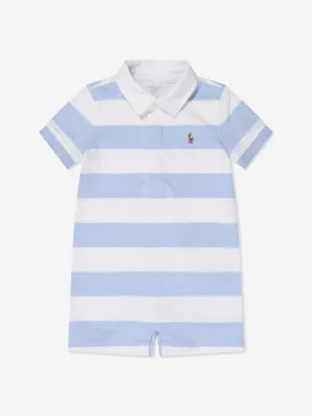 Ralph Lauren Baby Boys Striped Rugby Romper in Blue