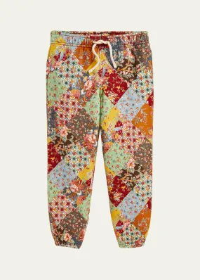 Ralph Lauren Childrenswear Girl's Patchwork-Print Joggers, Size 2-6X