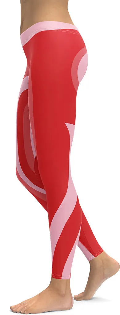 Red Heart Shaped Tunnel Leggings