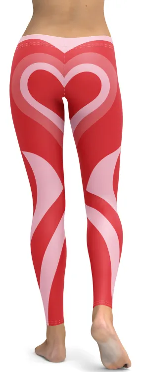 Red Heart Shaped Tunnel Leggings