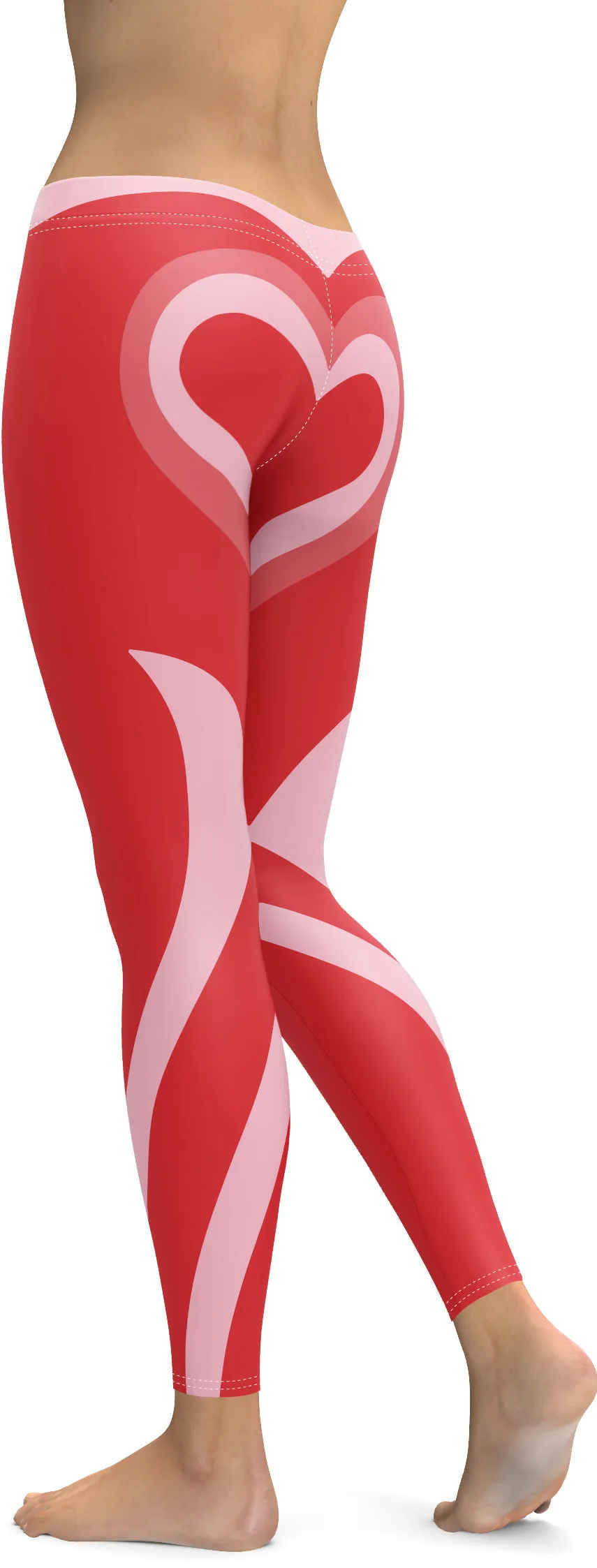 Red Heart Shaped Tunnel Leggings