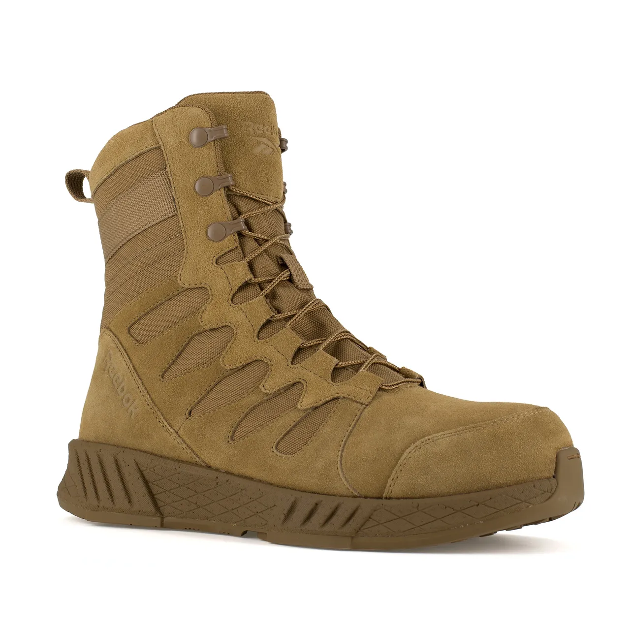 Reebok Men's 8" Floatride Energy Tactical Boot with Side Zipper Coyote Brown Composite Toe