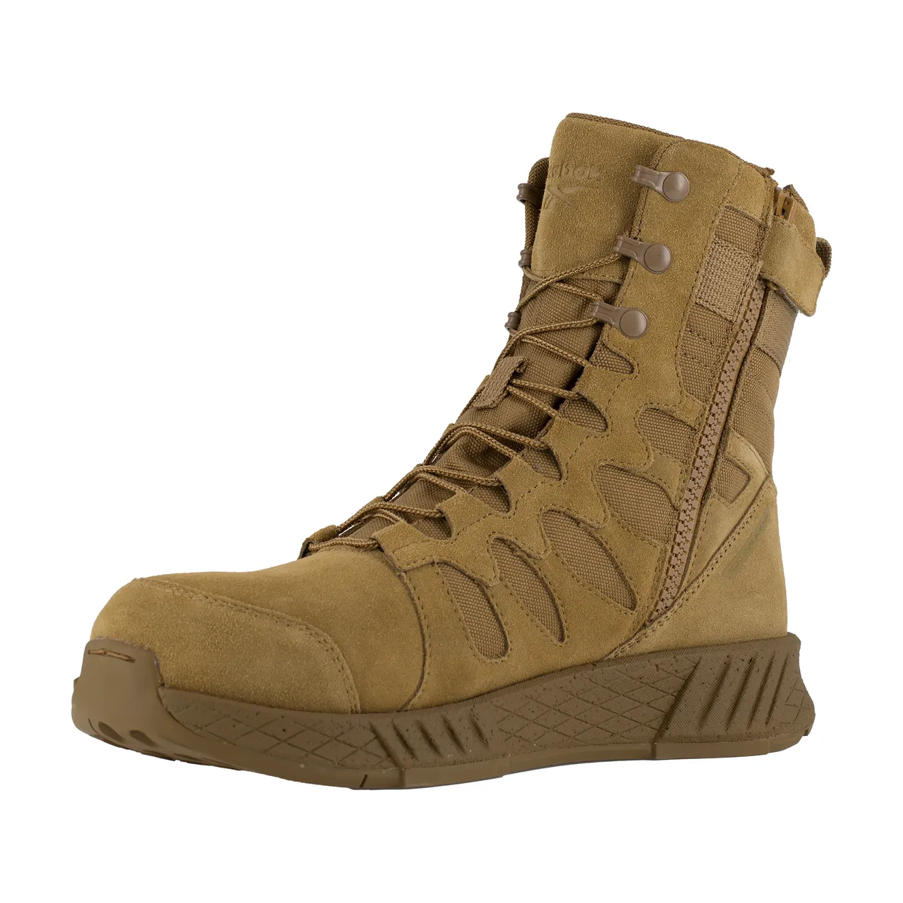 Reebok Men's 8" Floatride Energy Tactical Boot with Side Zipper Coyote Brown Composite Toe