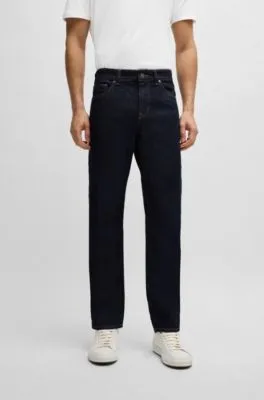 Regular-fit jeans in dark-blue comfort-stretch denim