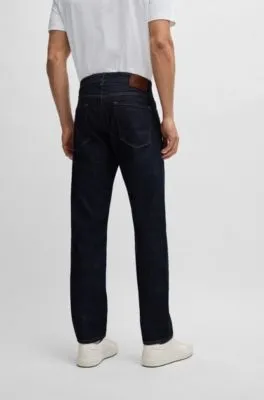 Regular-fit jeans in dark-blue comfort-stretch denim