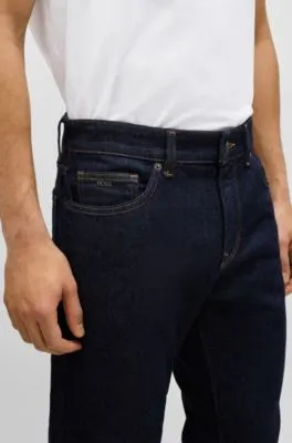 Regular-fit jeans in dark-blue comfort-stretch denim