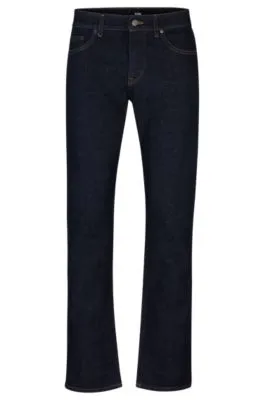 Regular-fit jeans in dark-blue comfort-stretch denim