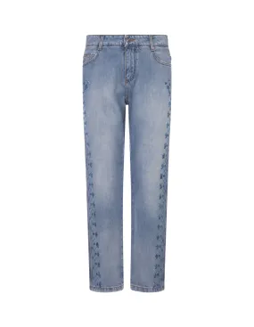 Regular Fit Jeans With Ethnic Embroidery In Blue