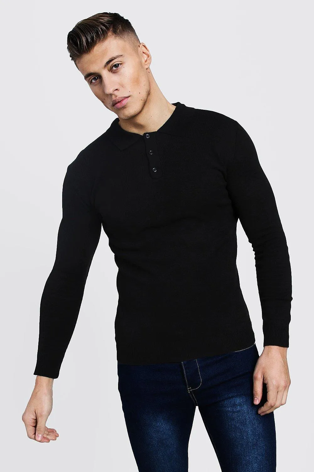 Regular Long Sleeve Knitted Polo