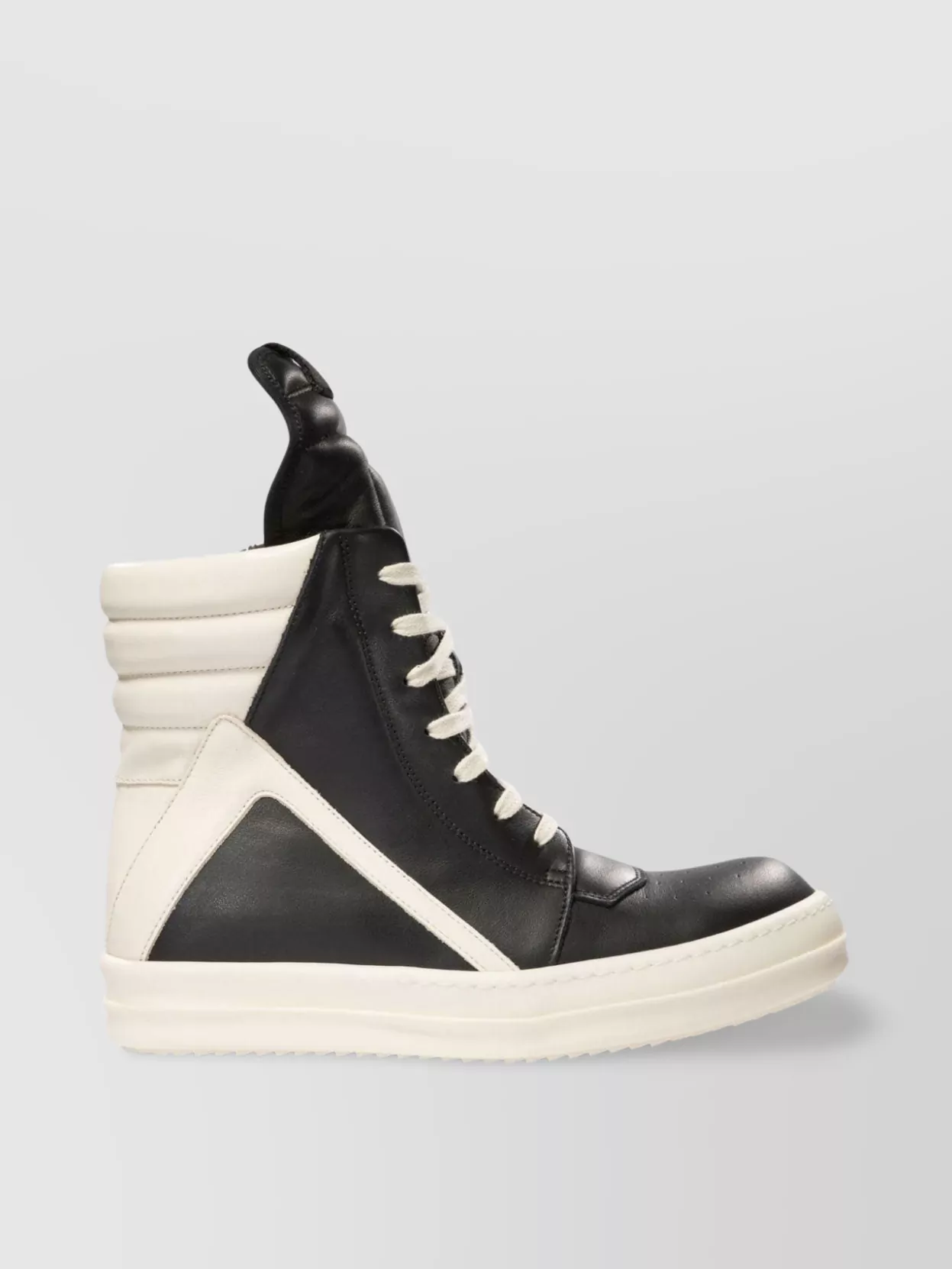 Rick Owens   High-top leather sneakers oversize tongue