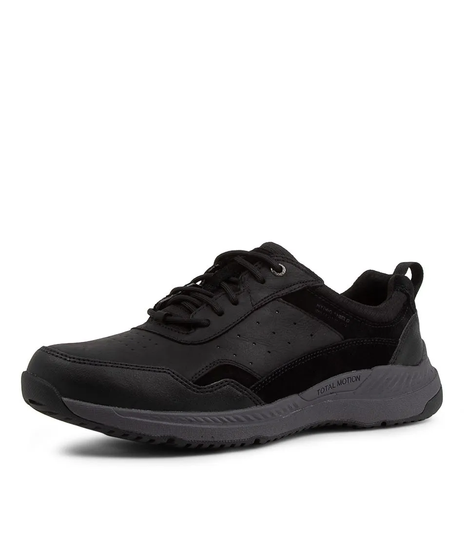 ROCKPORT Total Motion Trail Black Leather Sneakers