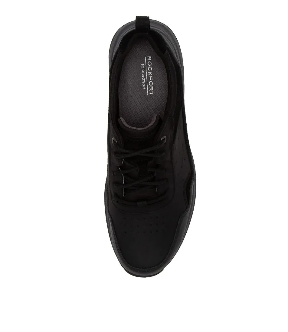 ROCKPORT Total Motion Trail Black Leather Sneakers