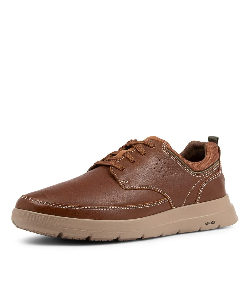 ROCKPORT Truflex Cayden Catechu Wood Leather Sneakers