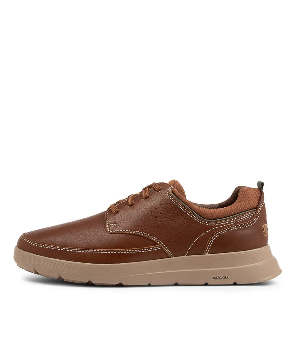 ROCKPORT Truflex Cayden Catechu Wood Leather Sneakers