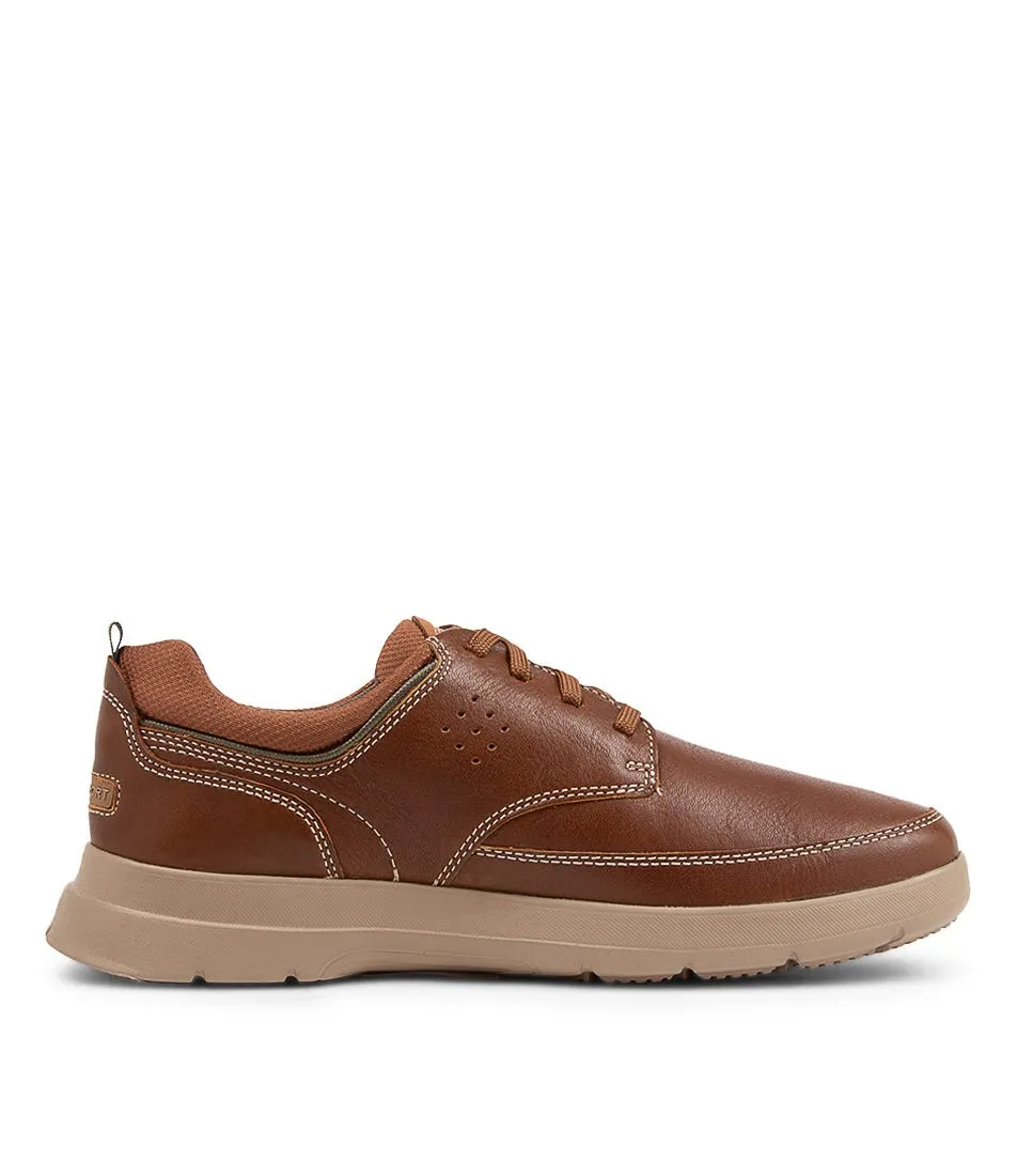 ROCKPORT Truflex Cayden Catechu Wood Leather Sneakers