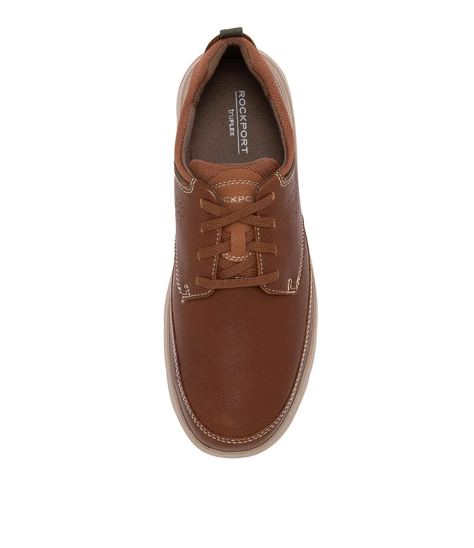 ROCKPORT Truflex Cayden Catechu Wood Leather Sneakers